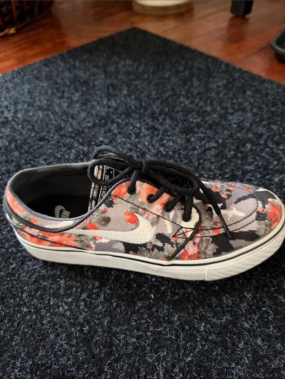 Nike Stefan Janoski Digi Floral Canvas Sneakers - Black & Orange